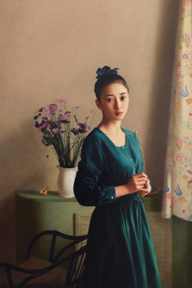 青年画家岳小清画作《待嫁的新娘》欣赏,端庄秀丽,娇媚迷人_中国油画