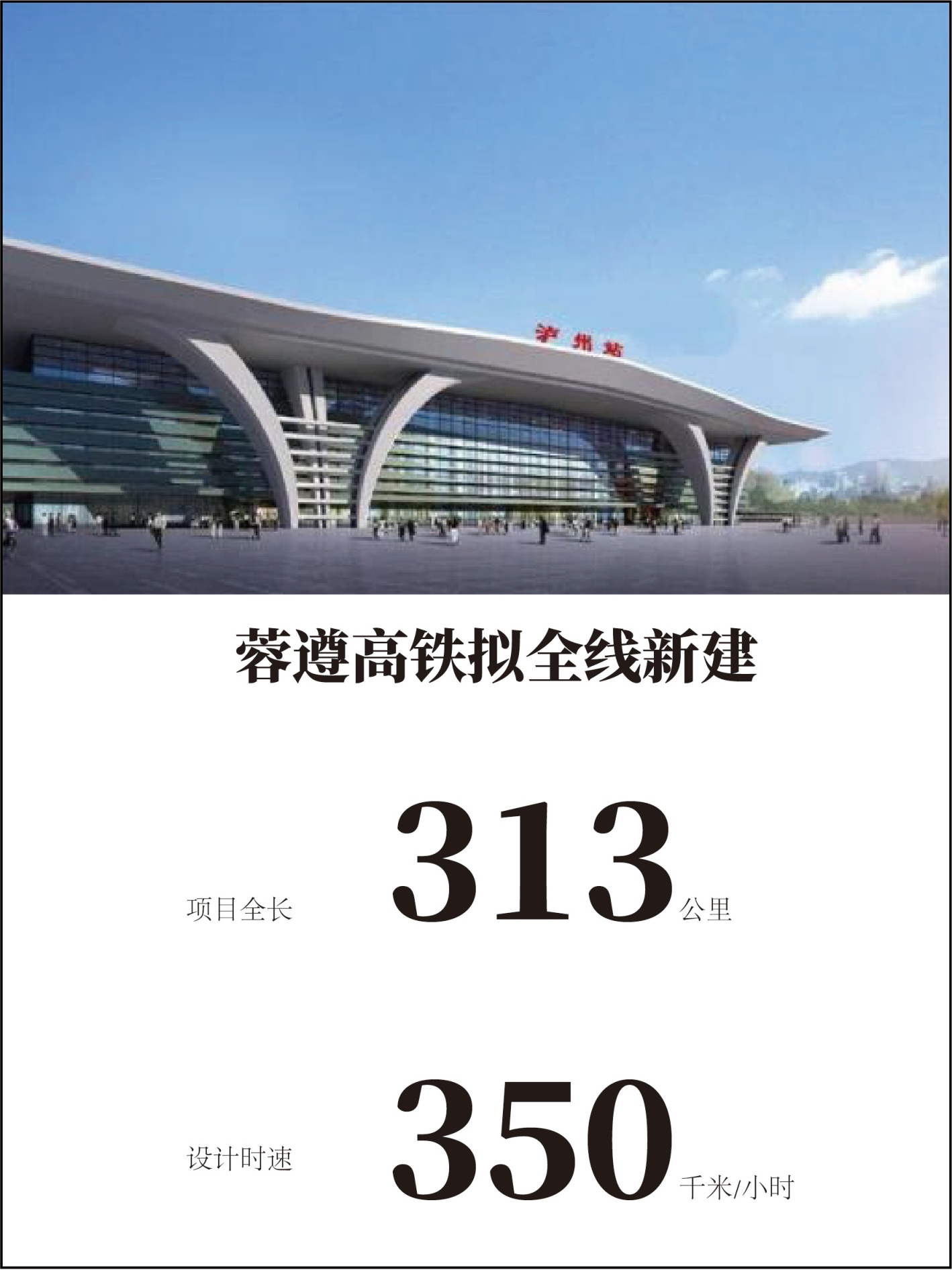 泸州将迎来第3条高铁蓉遵高铁拟全线新建时速350公里的高铁