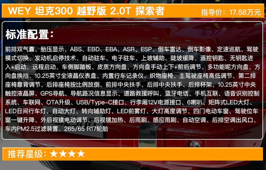 wey坦克300越野版上市 售17.58万起,全系三款车型,选哪款更值?