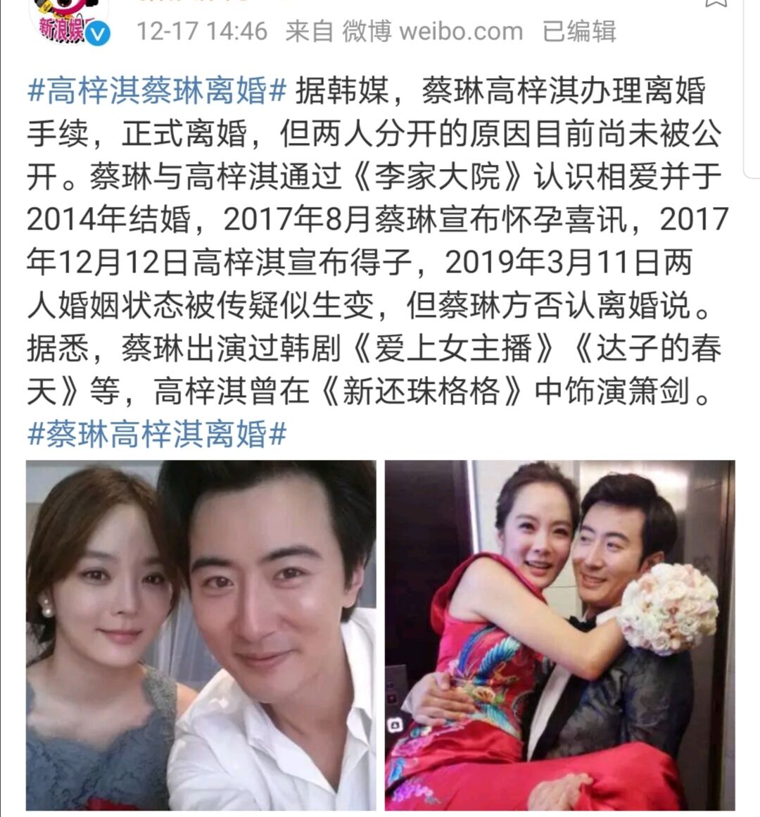 蔡琳高梓淇婚变原因图片