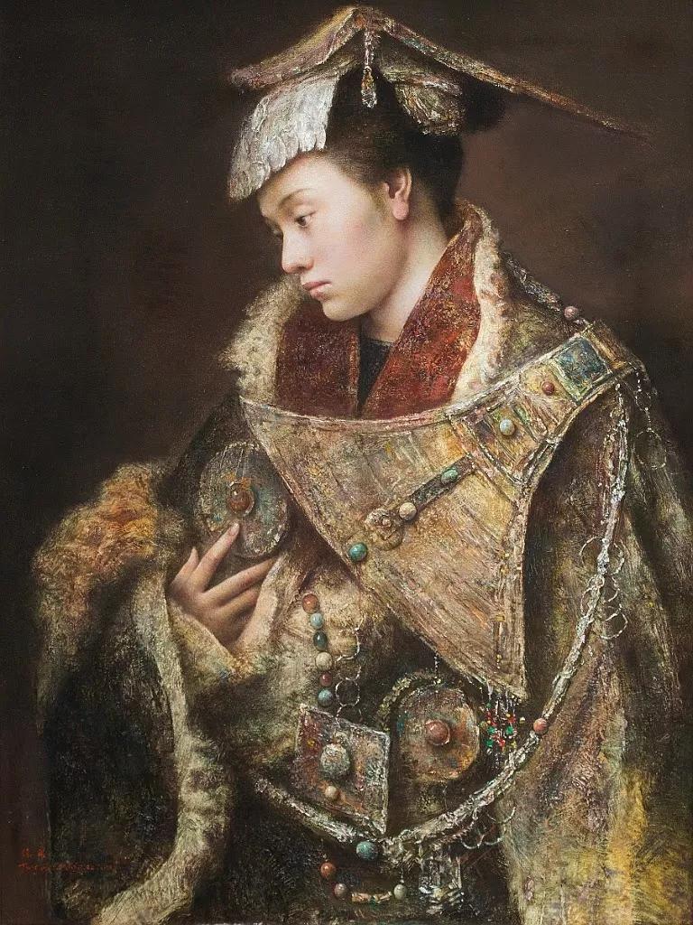 他画的西藏女孩,遗世独立,不食烟火,太让人向往了_唐伟民