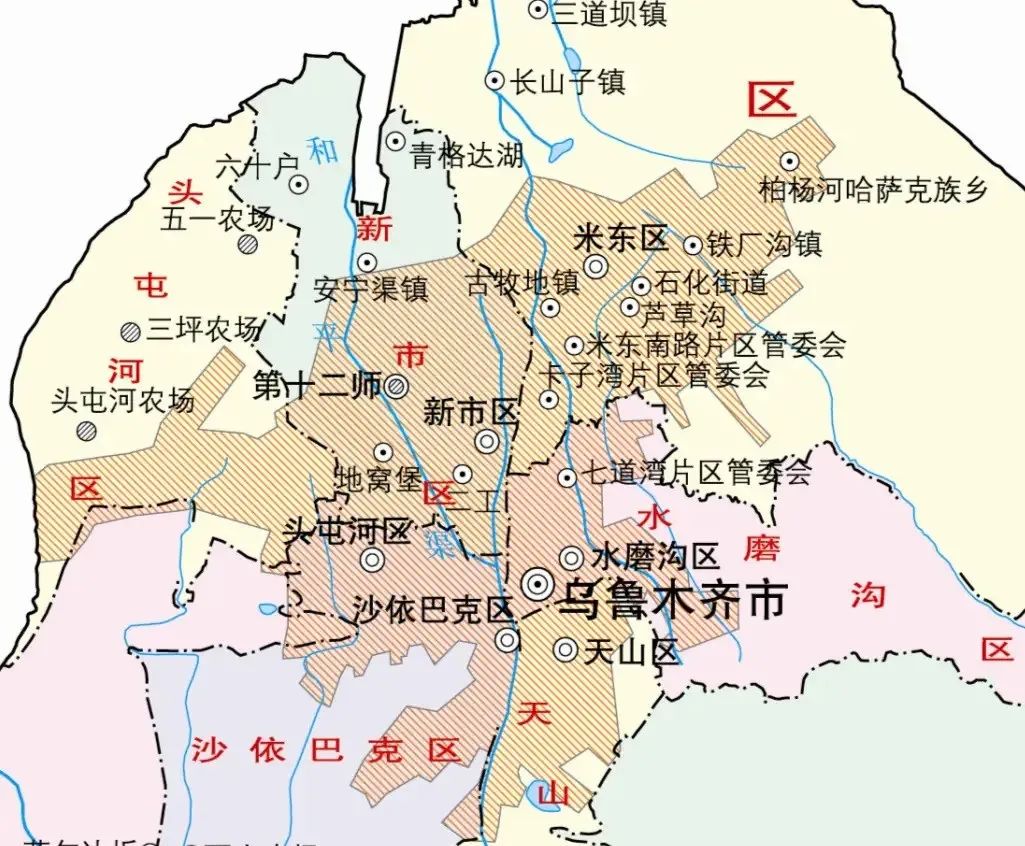 乌鲁木齐七区一县地图图片