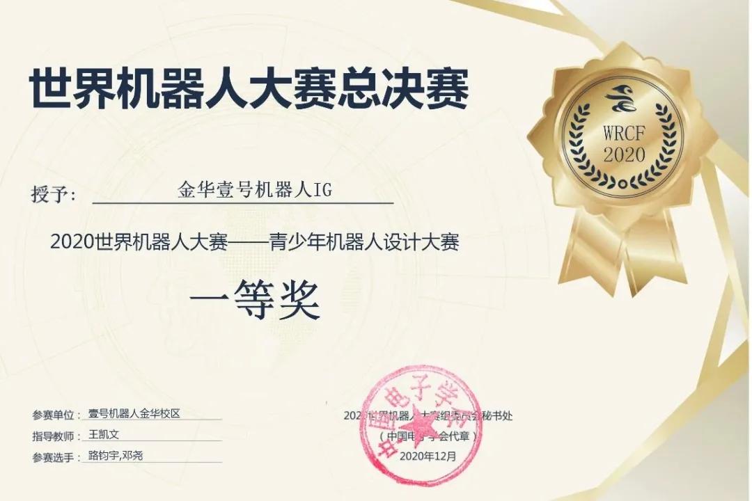 壹号机器人2020wrc世界机器人大赛全国校区战队获奖名单