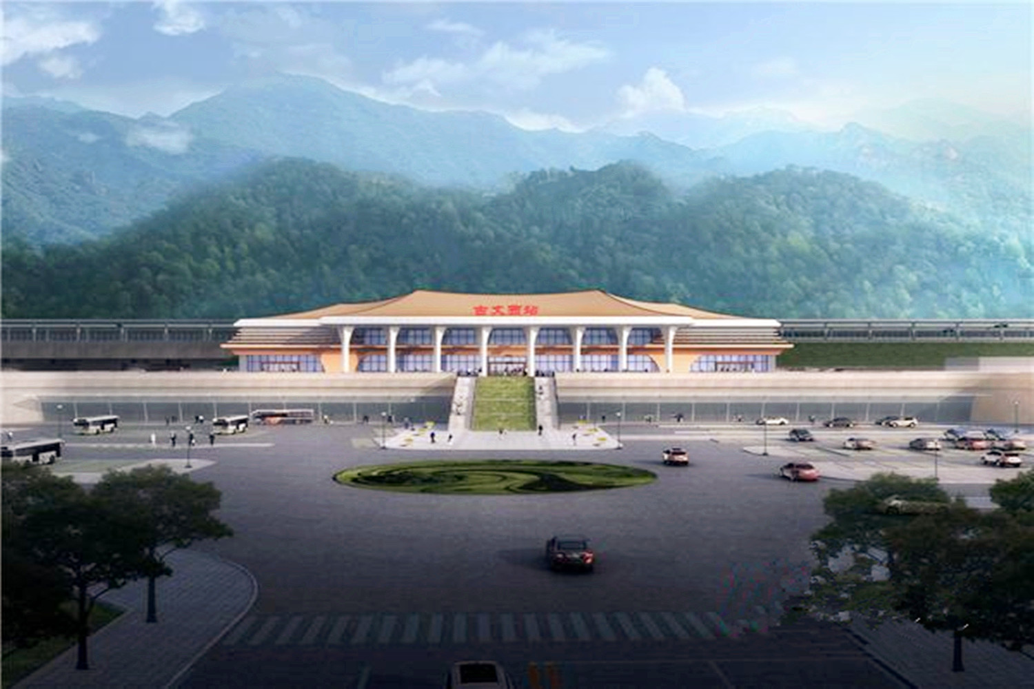 吉首东站建设完成之后将会成为湘西自治州地区的交通枢纽中心,这座