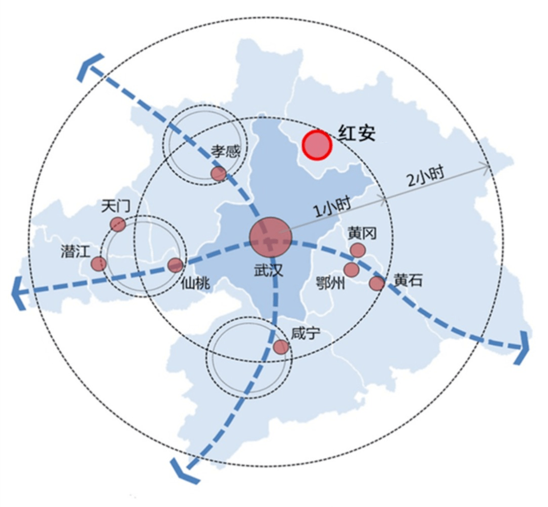 (武汉都市圈示意图)