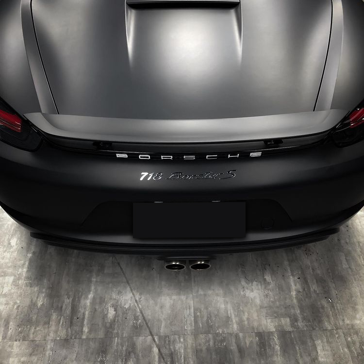 锦州保时捷718全车消光深黑汽车改色贴膜案例欣赏