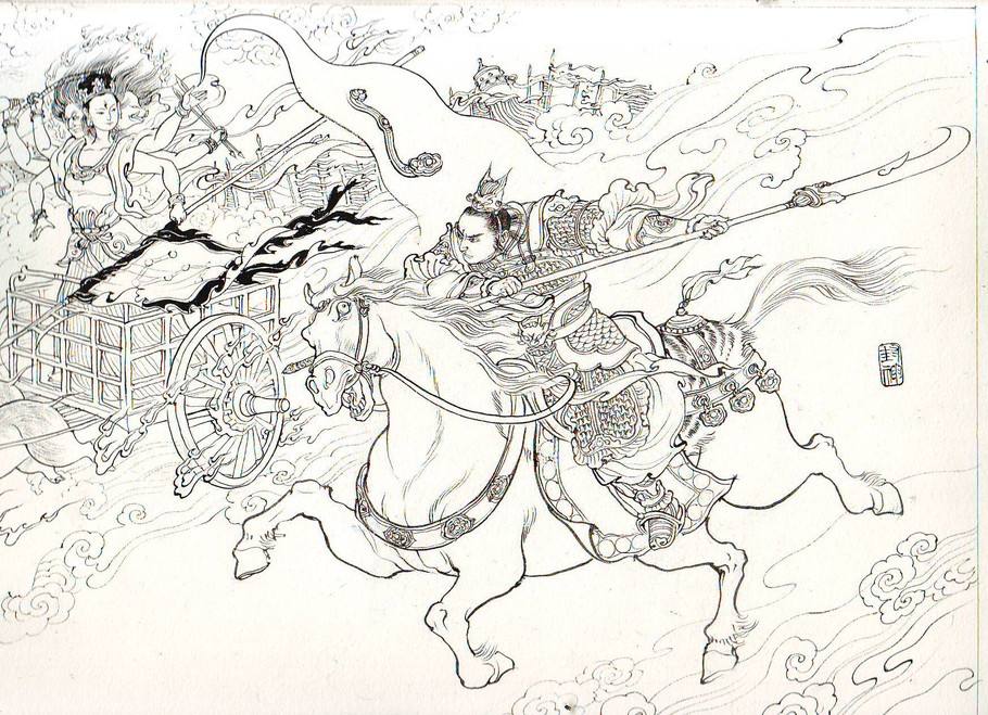 李云中绘封神演义万仙阵线条飘逸潇洒自然