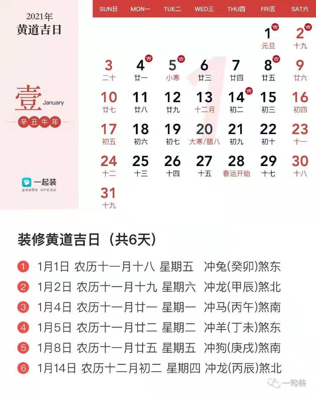 2021装修开工吉日建议收藏