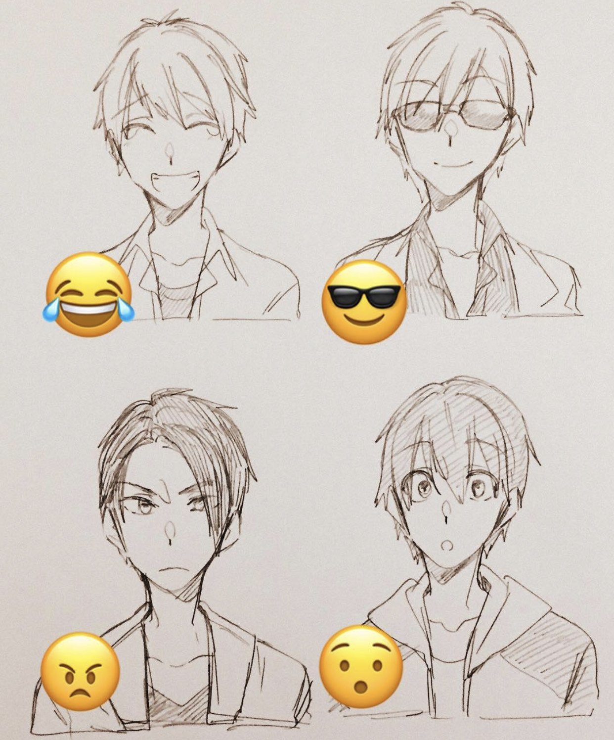 emoji表情擬人化手繪看似很簡單裝酷小哥一點都不酷