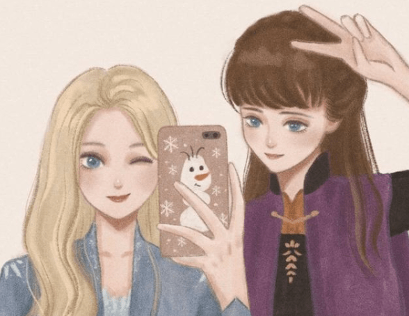 图片[9]-迪士尼公主晒自拍，木兰的手机壳很中国风，艾莎女王姐妹合照-魔性次元