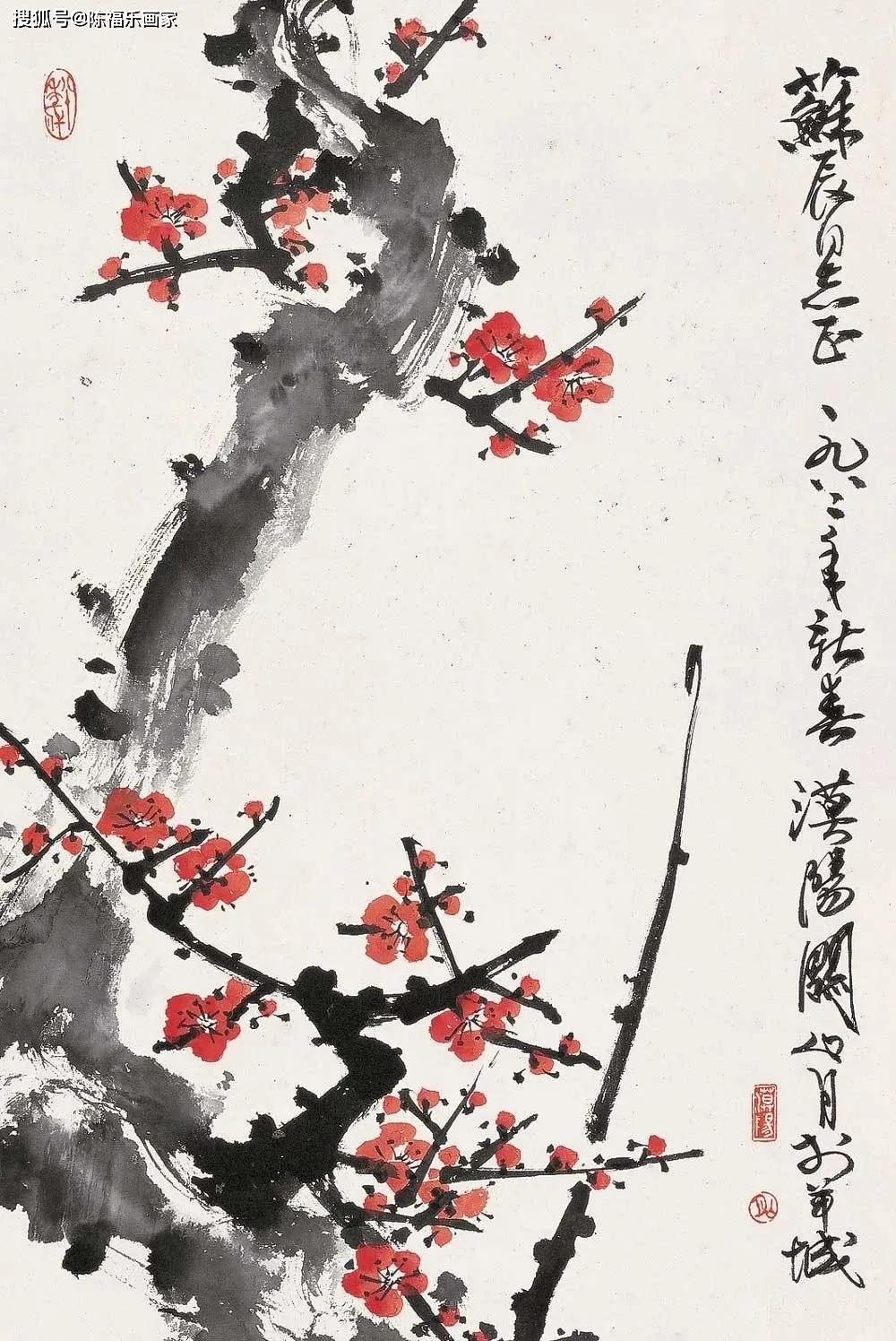 他的梅花枝干如铁繁花似火