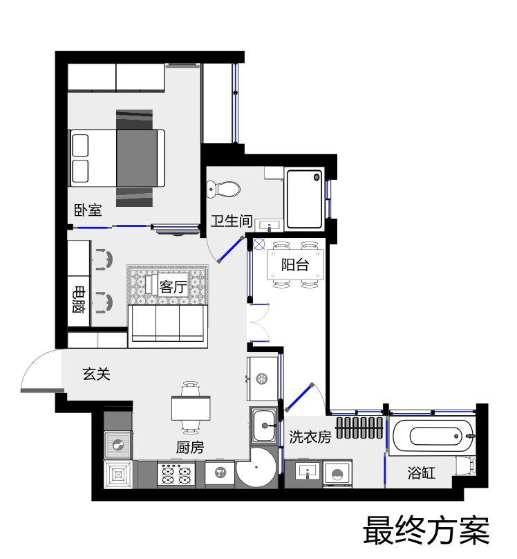 晒晒44平迷你户型新房硬装结束花了7万8浴缸在阳台看呆了