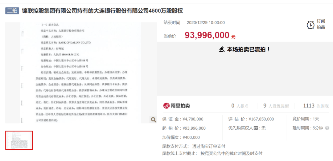 大连银行股权二次拍卖无人问津 盈利能力提升迫在眉睫(图2)