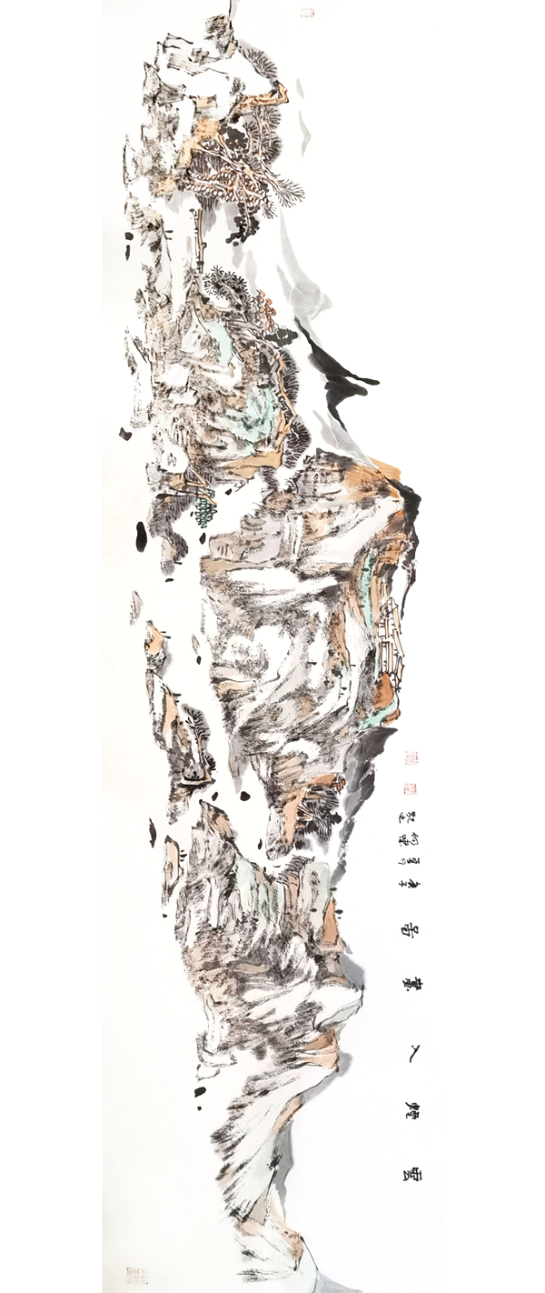 野旷沙岸净天高秋月明画家何啸山水画艺术