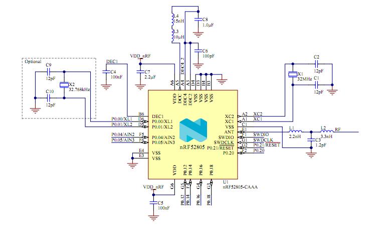 藍牙50低成本雙層pcb板方案nrf52805替代nrf52810