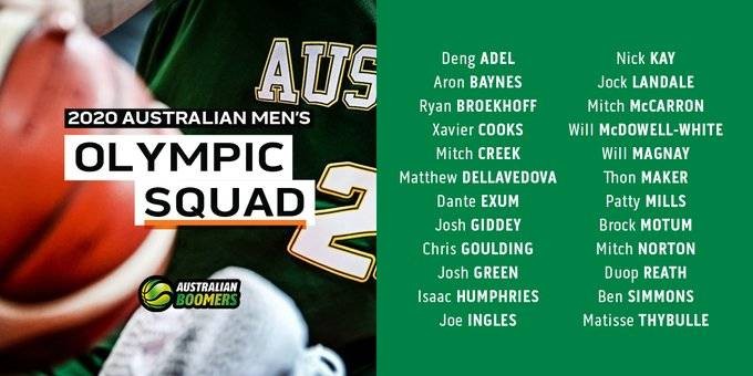澳大利亚男篮公布奥运会24人名单：本西蒙斯英格尔斯领衔