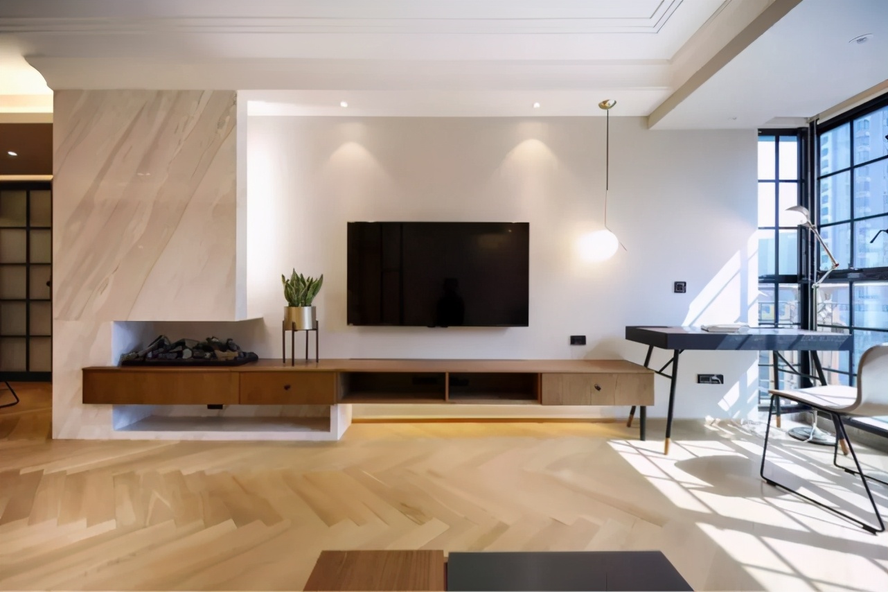 小户型现代客厅简单电视隔断墙装修效果图 – 设计本装修效果图