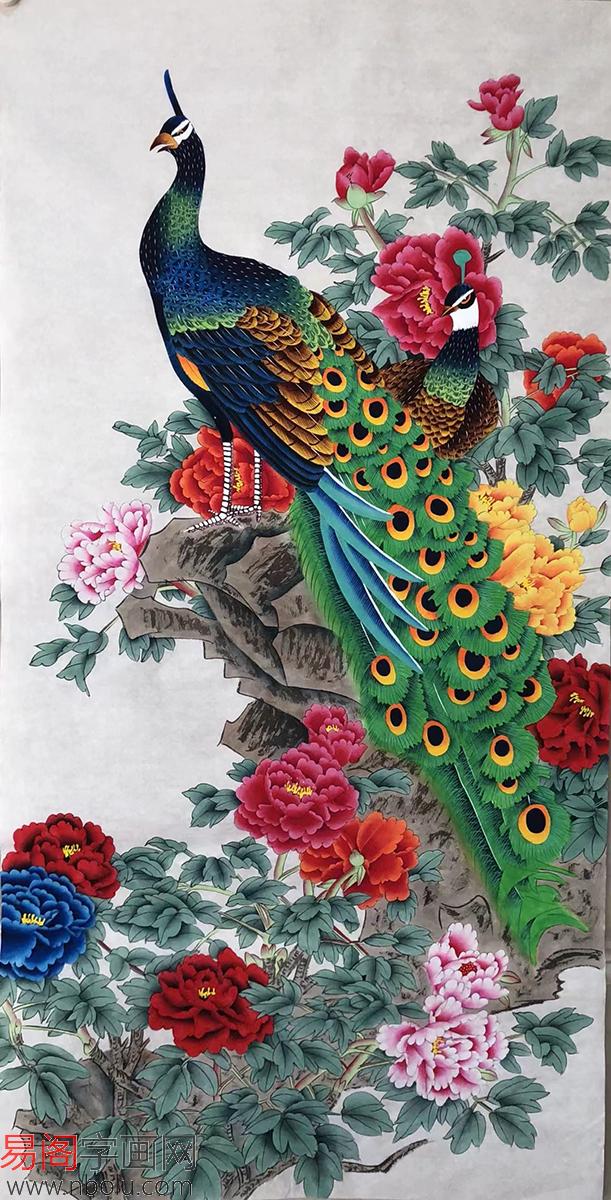 吉祥剪紙彩石宝飾画「吉祥双孔雀　薫風蝶蘭」破魔と魔除け　幸せの孔雀 现货#美美哒招财真钱币挂画#孔雀图🦚🦚🦚🦚 18个中国硬币招财