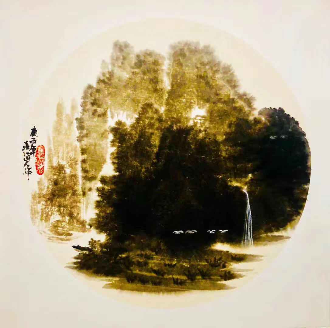 旨趣遥深韵外之致著名国画家指墨画艺术大家朱祖国的山水诗意