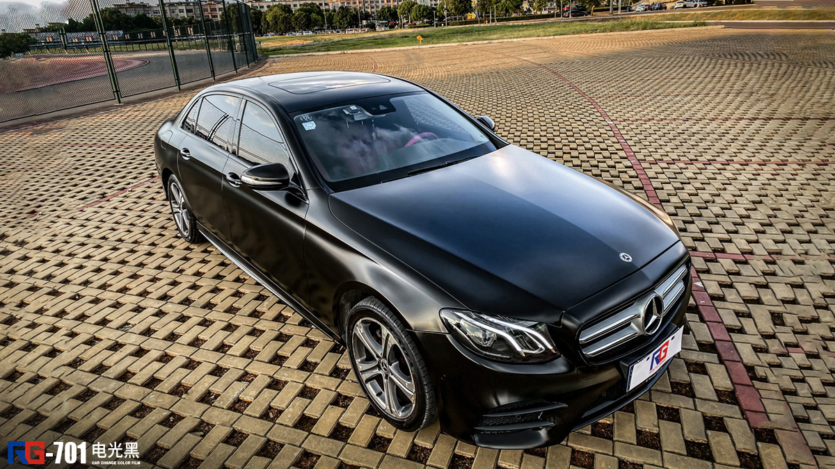 奔驰e车身改色电光金属黑rg瑞集改色膜浙江永康