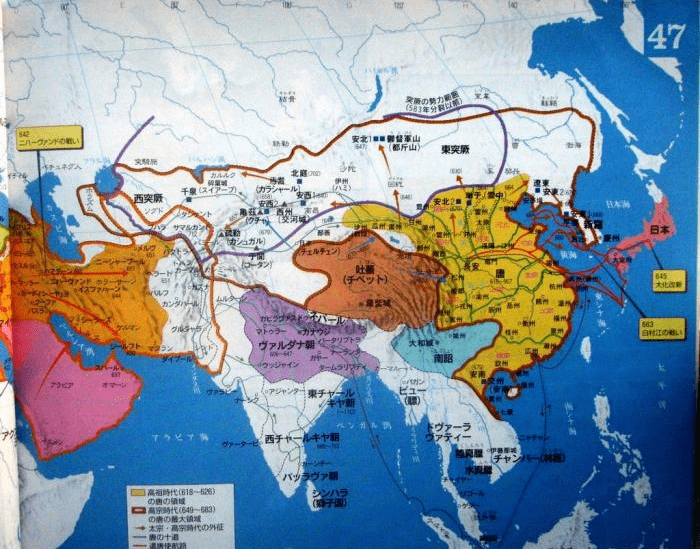 日本教科書中的中國歷史地圖:消失的夏朝,誇張的唐朝