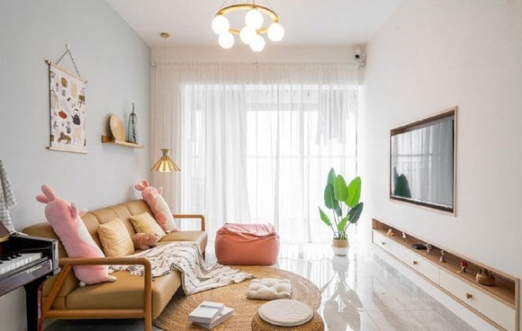 67 清新北欧风小户型设计 配色活泼可爱 电视墙嵌入壁龛真不错 装修