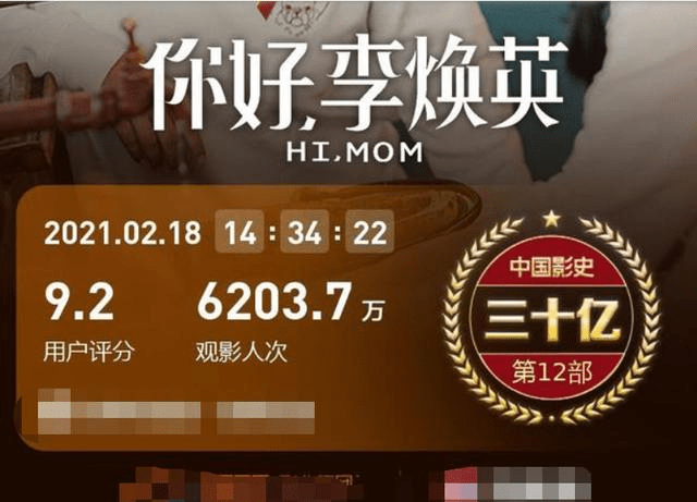 你好李焕英票房破30亿贾玲成女导演之最