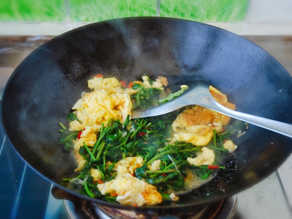 枸杞芽炒鸡蛋的做法