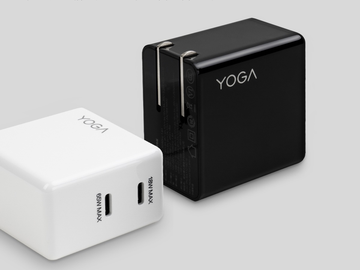 原创联想推出yoga65w双口氮化镓充电器支持双设备同时快充