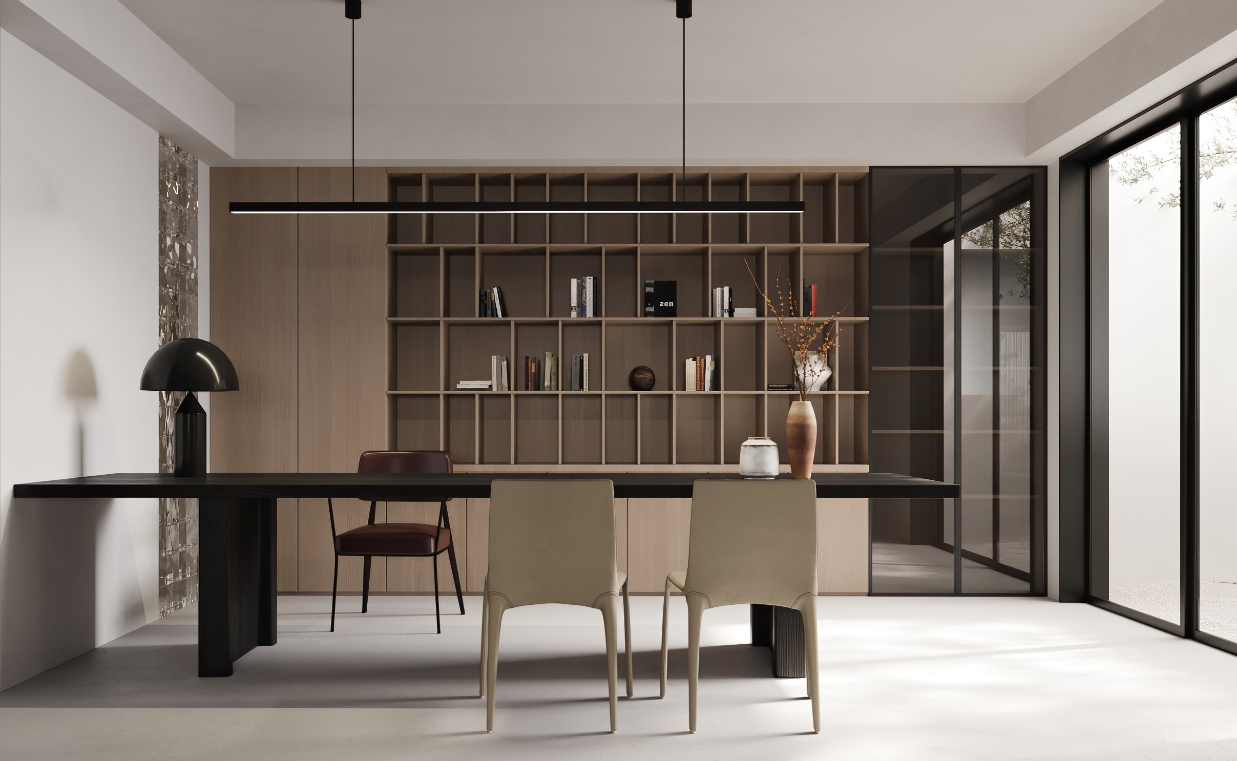 意式极简书柜透过材质探索高定的魅力