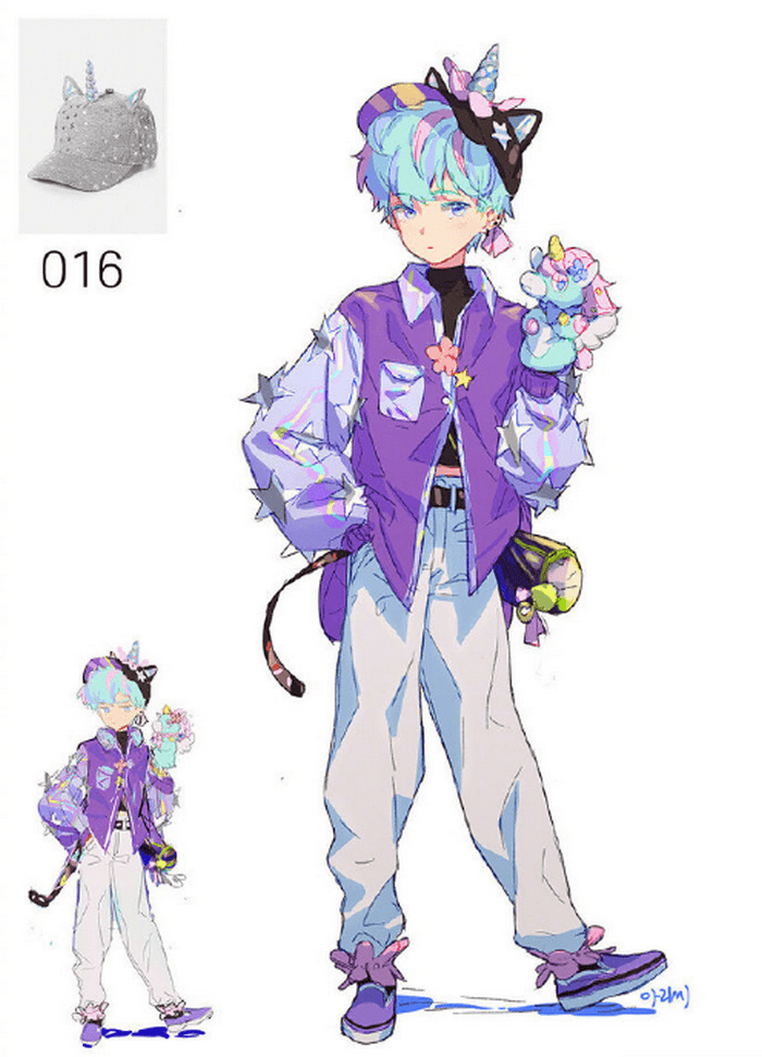 将首饰潮流服装拟人化 紫宝石是真的大 蛇形刺绣包有点酷 头发