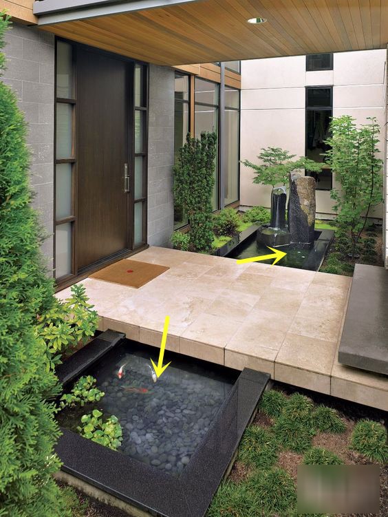 庭院别墅就缺这样的入户景观家家门口挖水景搭配汀步才有感觉