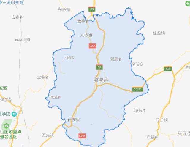 浦城县乡镇地图图片