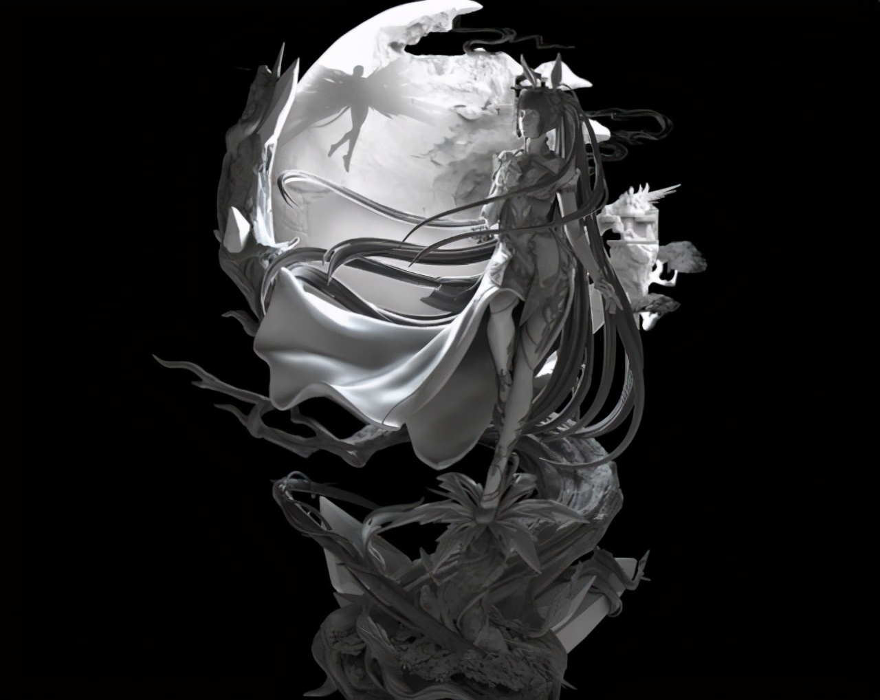 原创斗罗大陆:月色下最美的小舞出手办了,黑白版绝美,很期待上色后