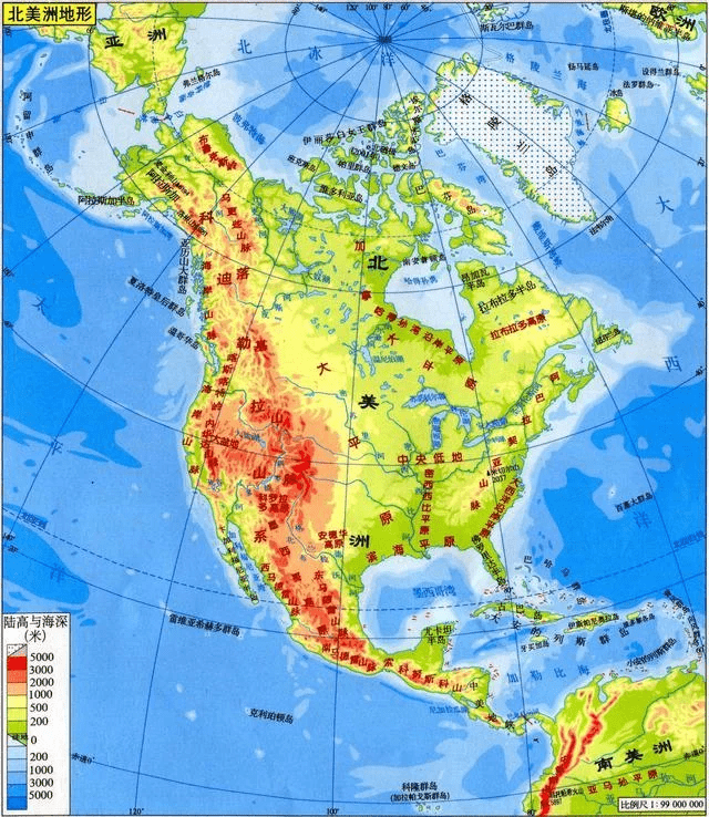 北美洲地形图