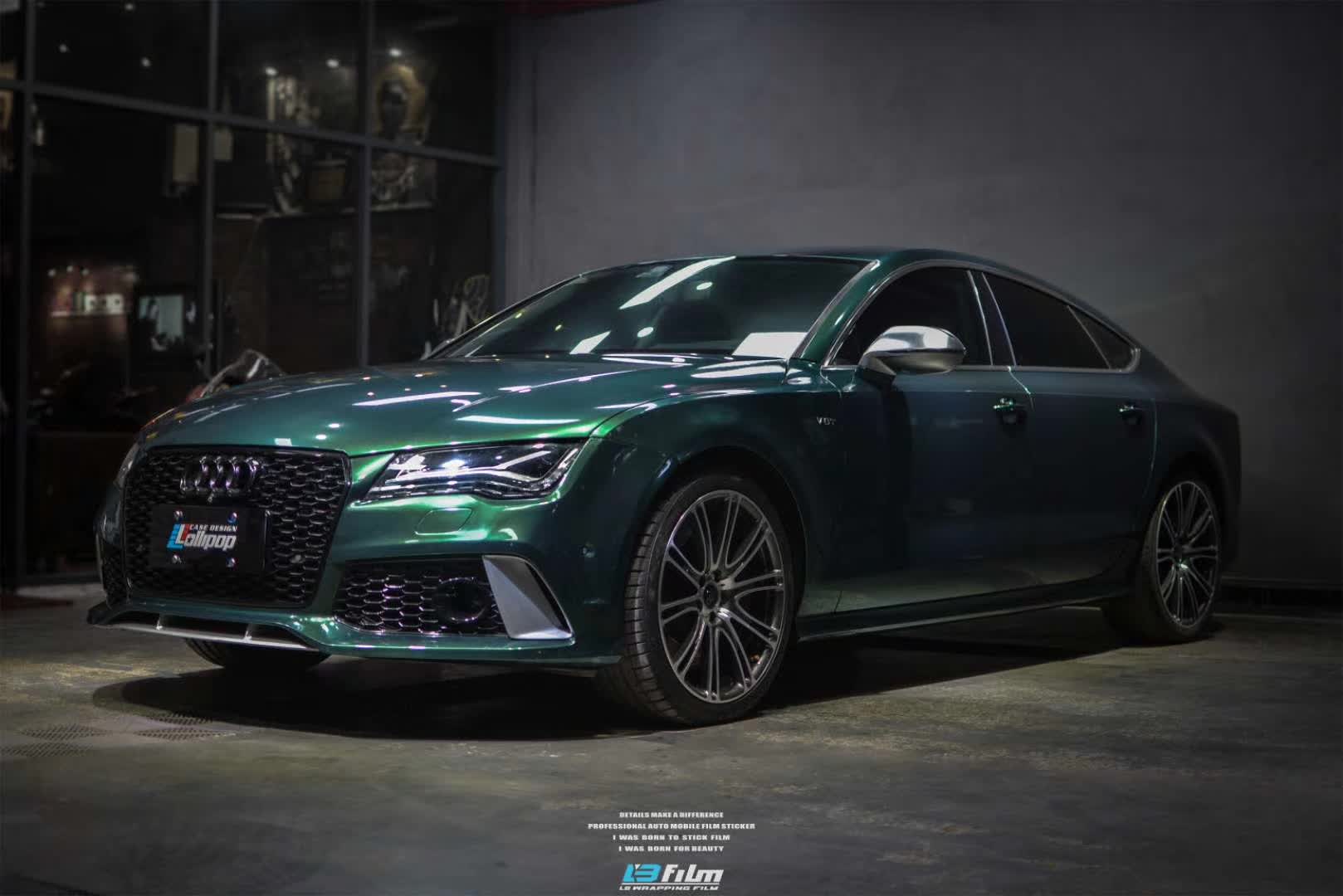 奥迪s7贴膜lb film改色膜钻魅午夜橄榄绿