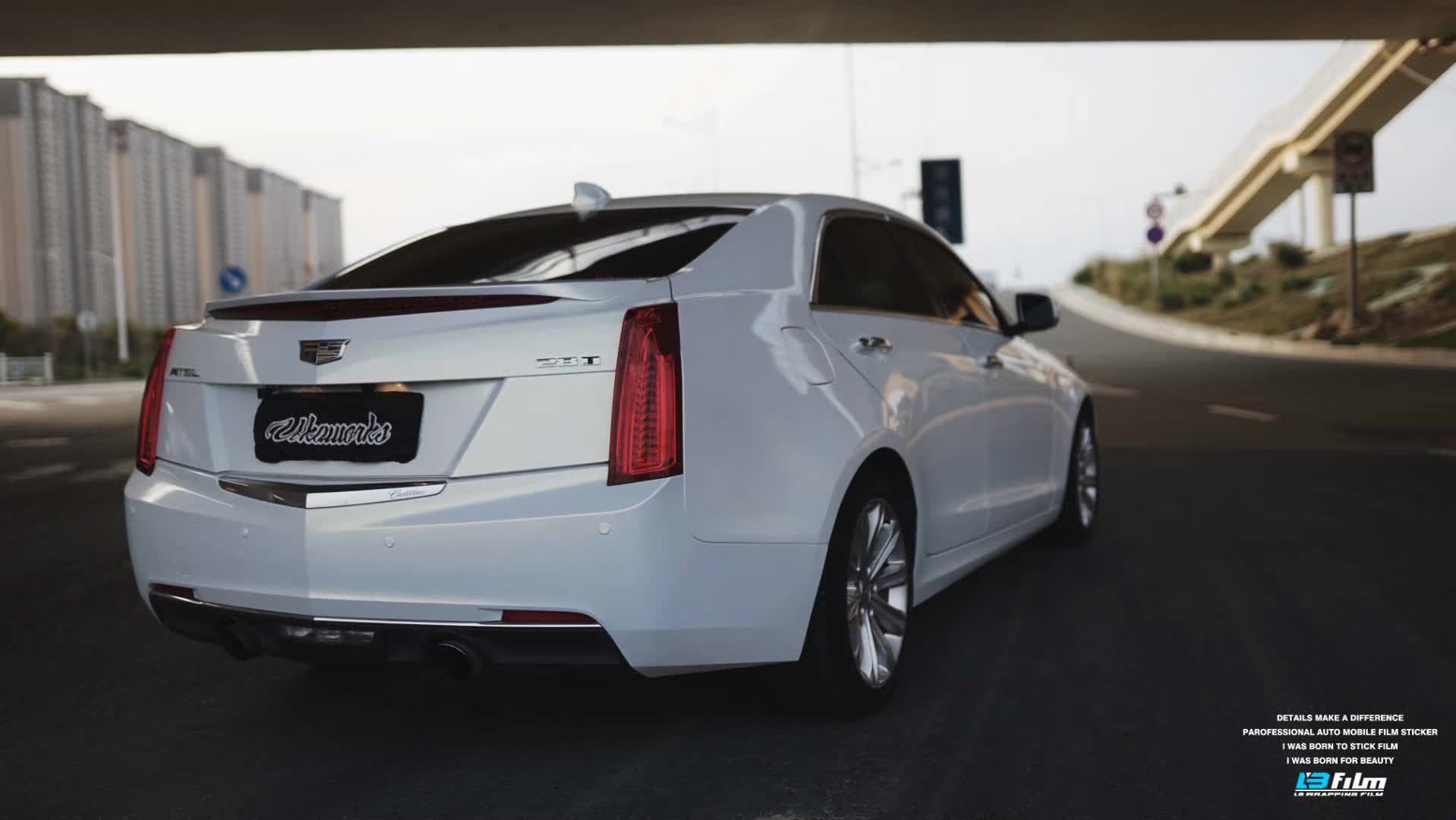 凯迪拉克atsl全车贴膜lbfilm改色膜珍珠白变金