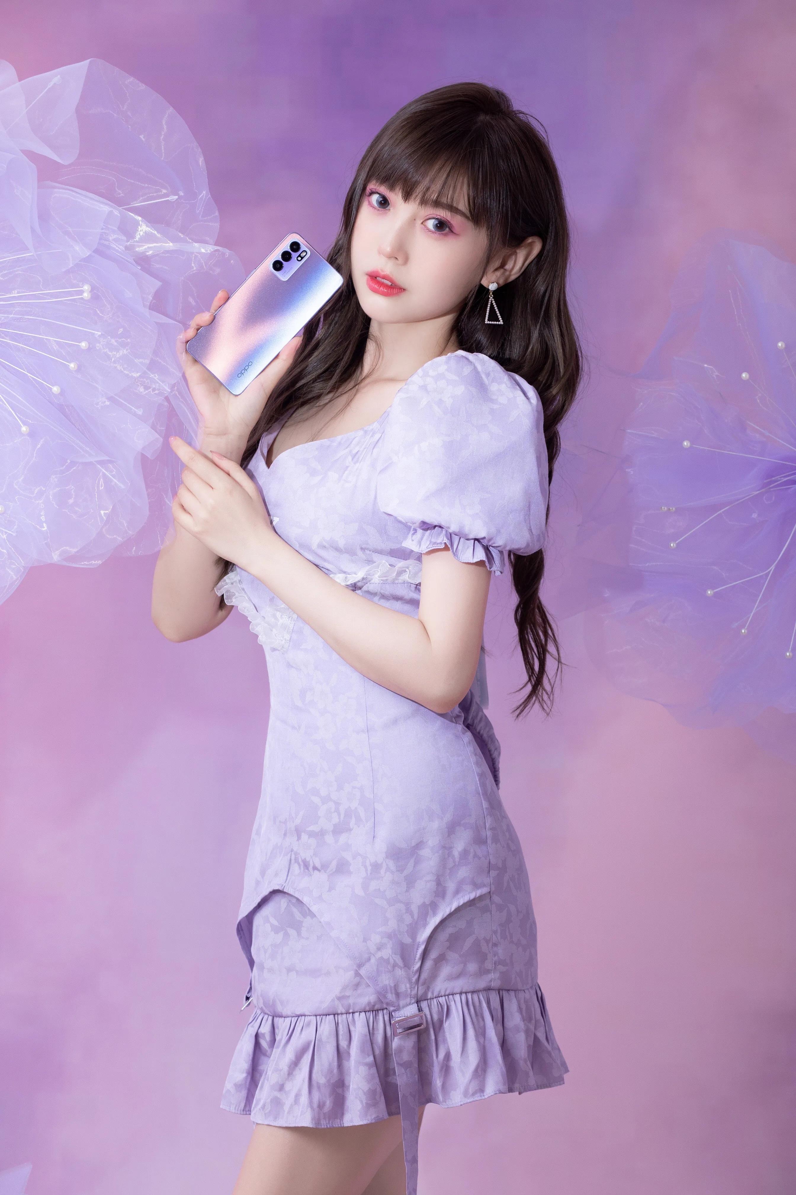 紫色亮片时尚地狱杨幂下场带货女王表现力真绝绝紫