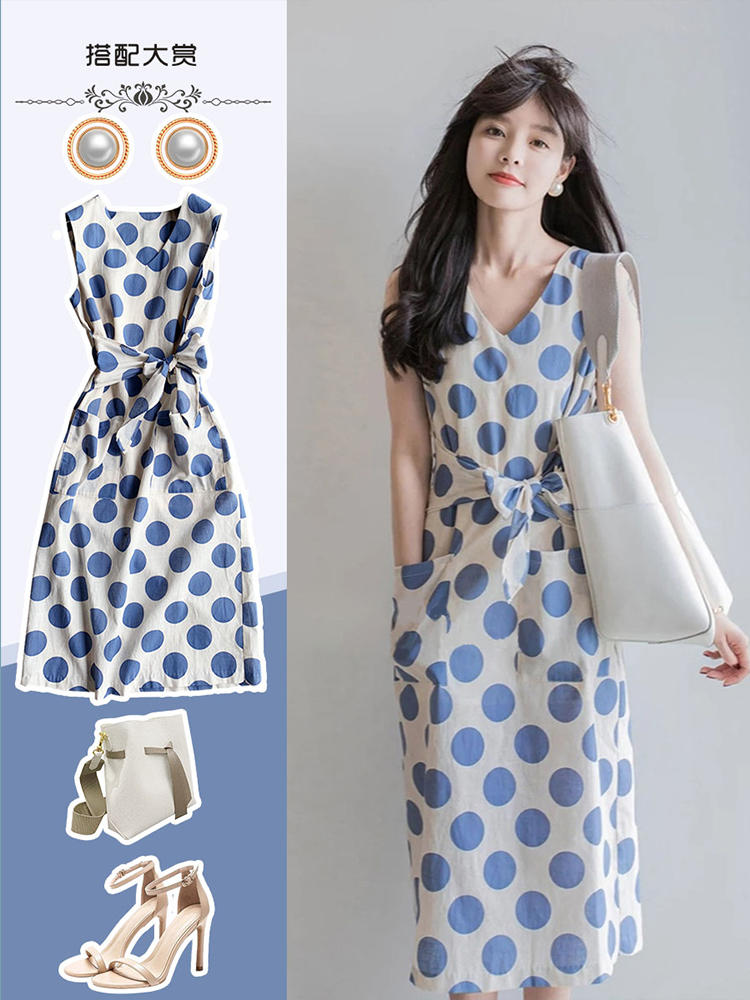 米色|优雅无袖纯色连衣裙，穿出清新淑女风