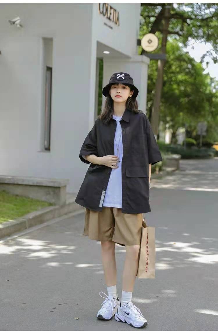 女生|痞帅的工装风，不需要厚热的工装裤，一件衬衫就能搭配出来