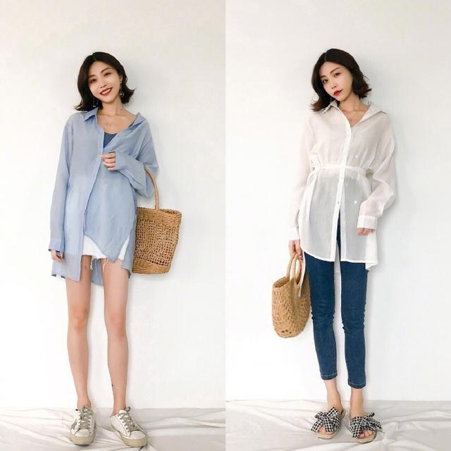 高跟鞋|小个子夏季穿搭，衬衫搭配牛仔裤短裙超实用，气质提升一个档次