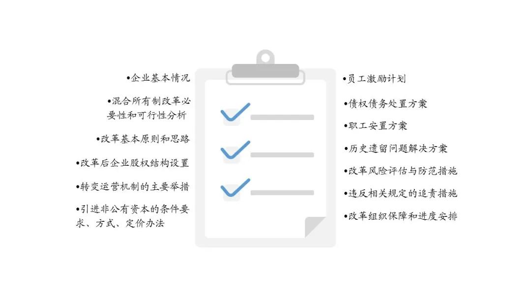 混改方案的基本內容關注混改方案中關於股權比例的設計是否符合國資