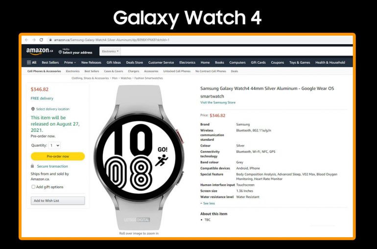 设计|约合1600元起，三星Galaxy Watch 4系列惨遭亚马逊全面泄露