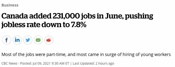 加拿大经济迎来增长失业率和离职率下降 工人