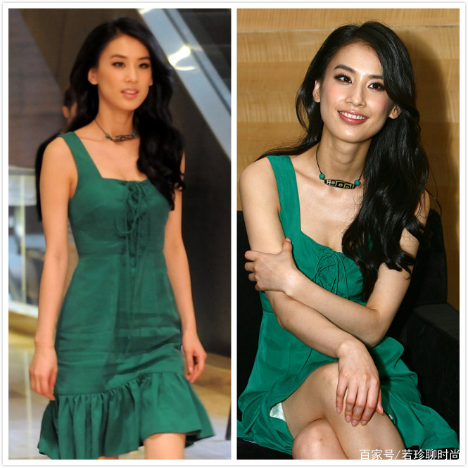 身材|黄圣依的气质可真富贵，选择裙子这么绿，清新可爱，却很有阔太范