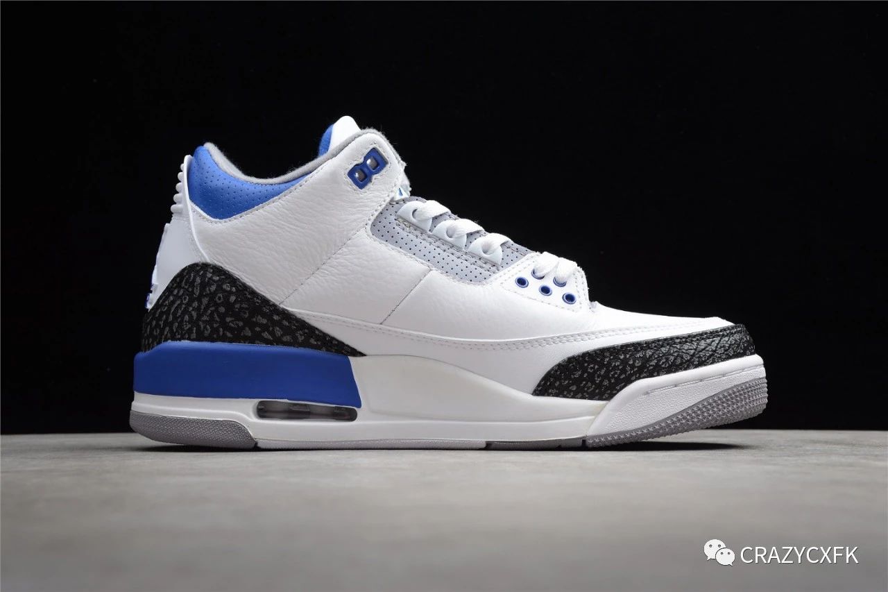电绣|乔丹赛车蓝爆裂纹 Air Jordan 3 Retro Racer Blue 篮球鞋