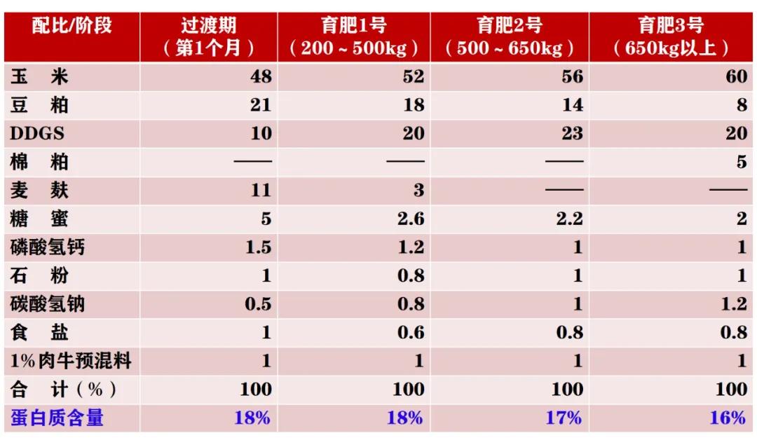 肉牛育肥期的饲养(日粮配比单位:育成牛体重%)(二)育成牛的草料浓度