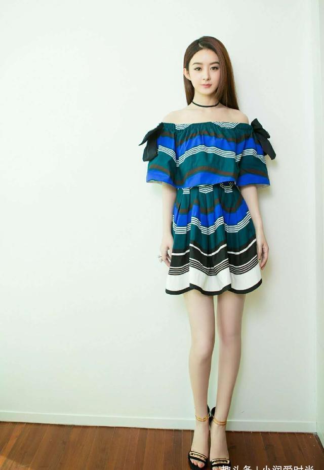 黑色|林心如穿一字肩连衣裙秀香肩,意外撞衫赵丽颖,但林心如还是赢了