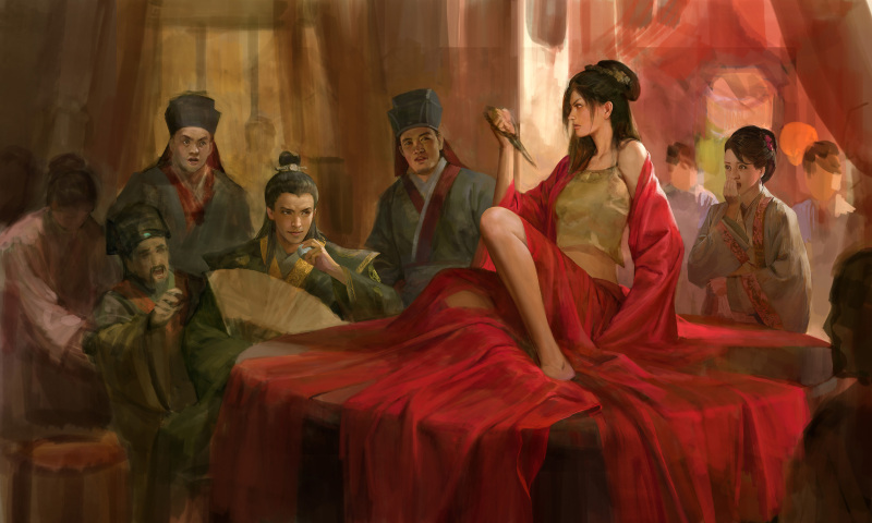 步骤|游戏插画，古装人物场景插画创作步骤和心得