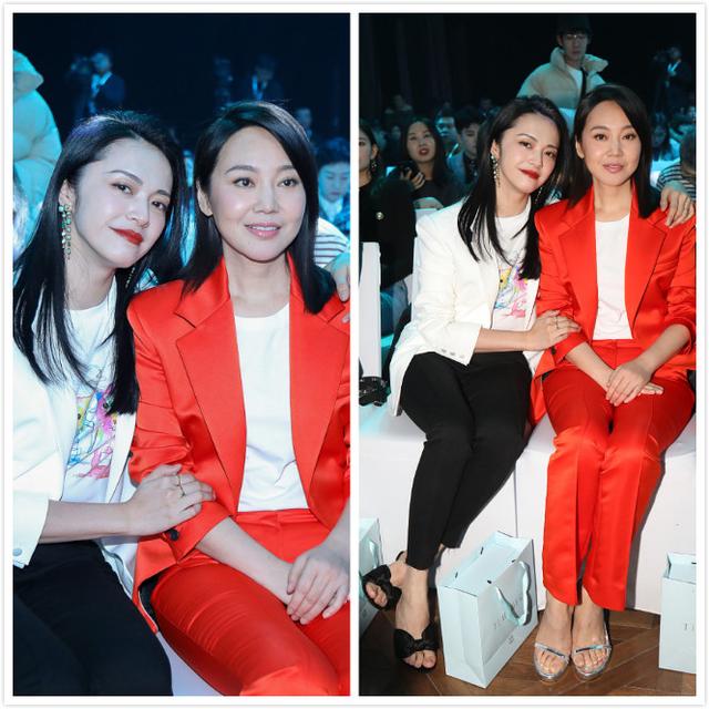 黑色|姚晨＂高级脸＂太犯规，身穿白色西装配黑裤，看起来又美又飒
